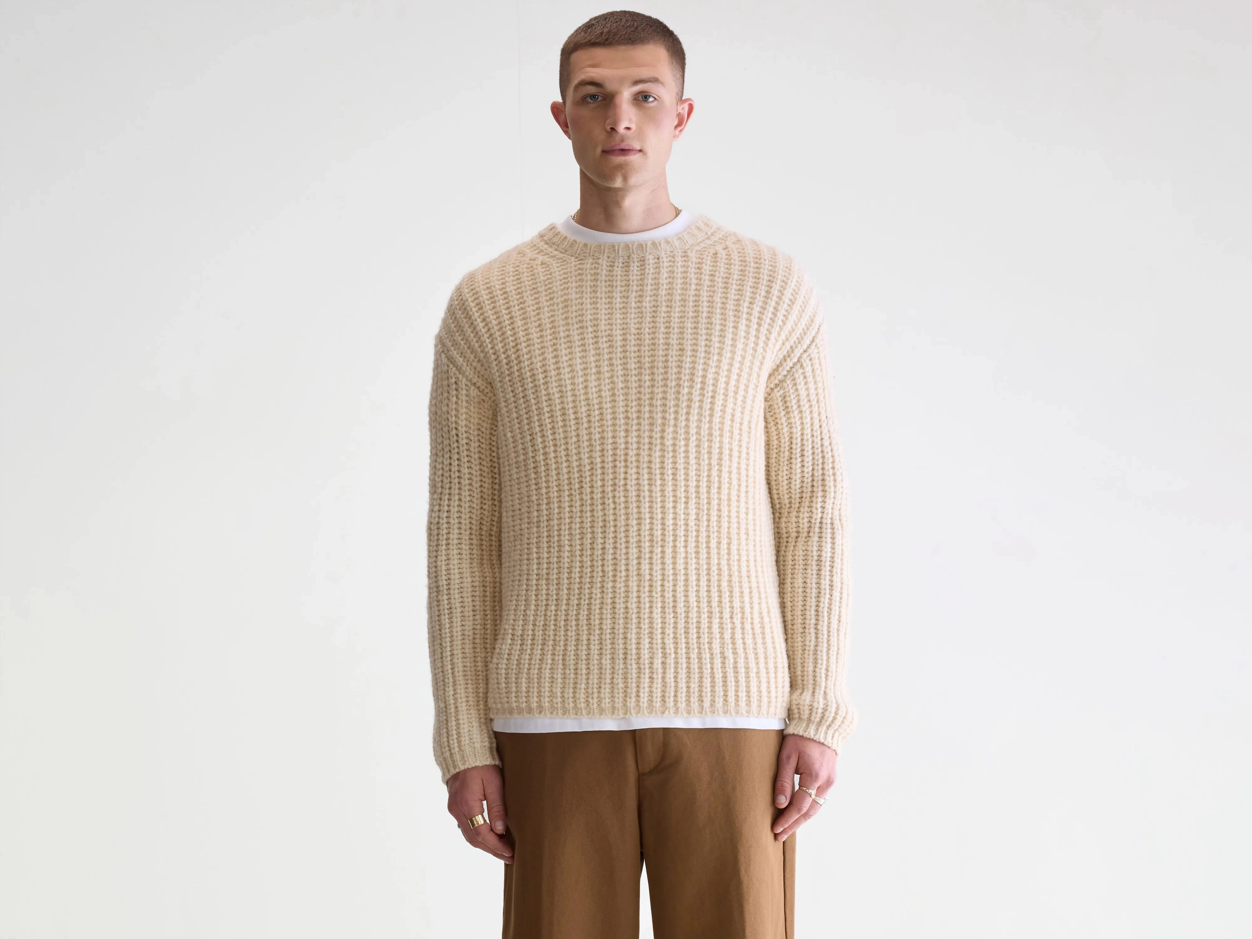 Sustainable Material LowImpact Dye Nelio classic crewneck sweater (252 / M / ECRU)