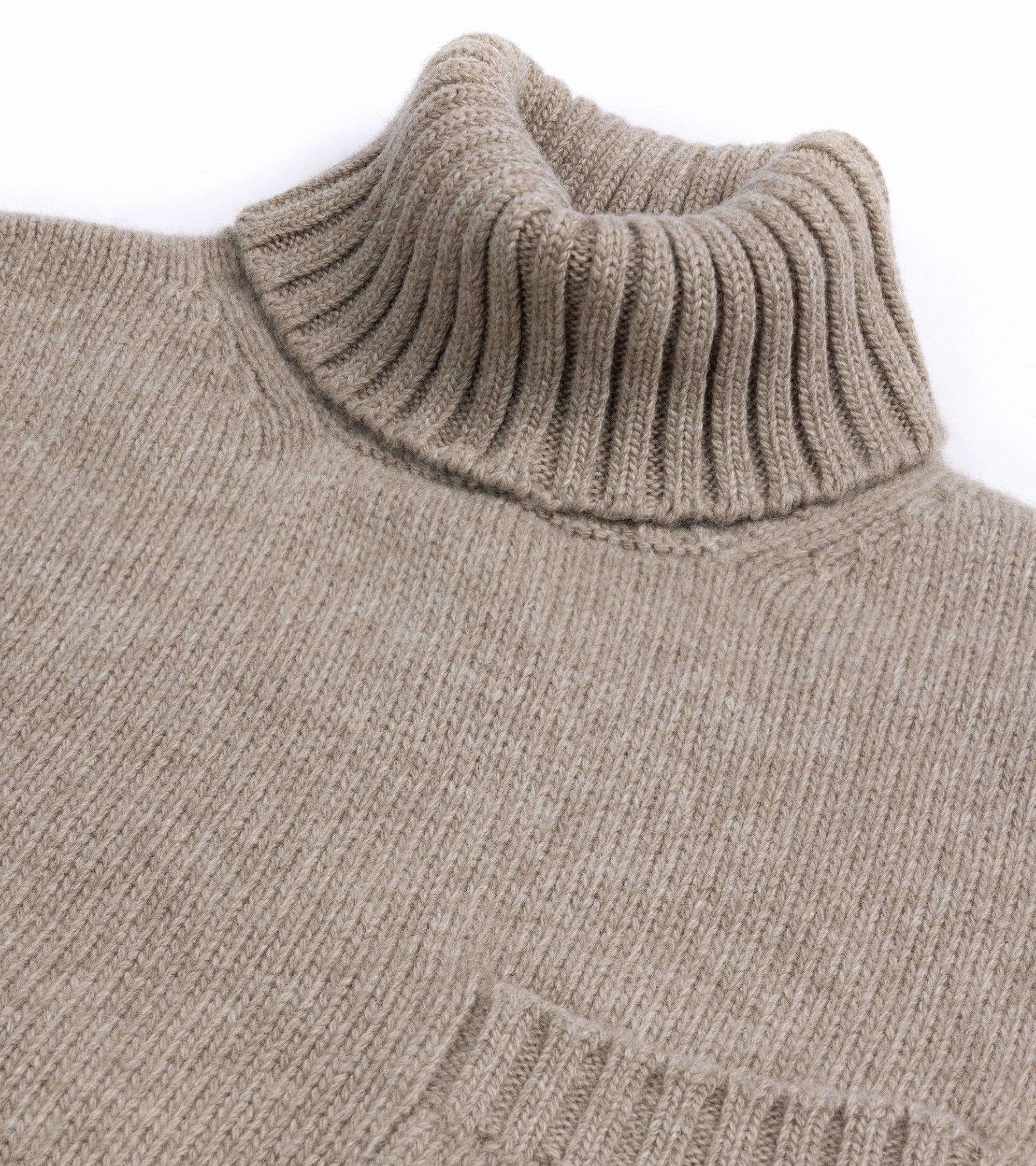 Fedeli Oslo Wool Cashmere Roll Neck Sweater: Greige GarmentDyed Finish Flexible Neckline