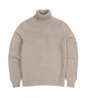 Effortless Style Compression Fit Fedeli Oslo Wool Cashmere Roll Neck Sweater: Greige