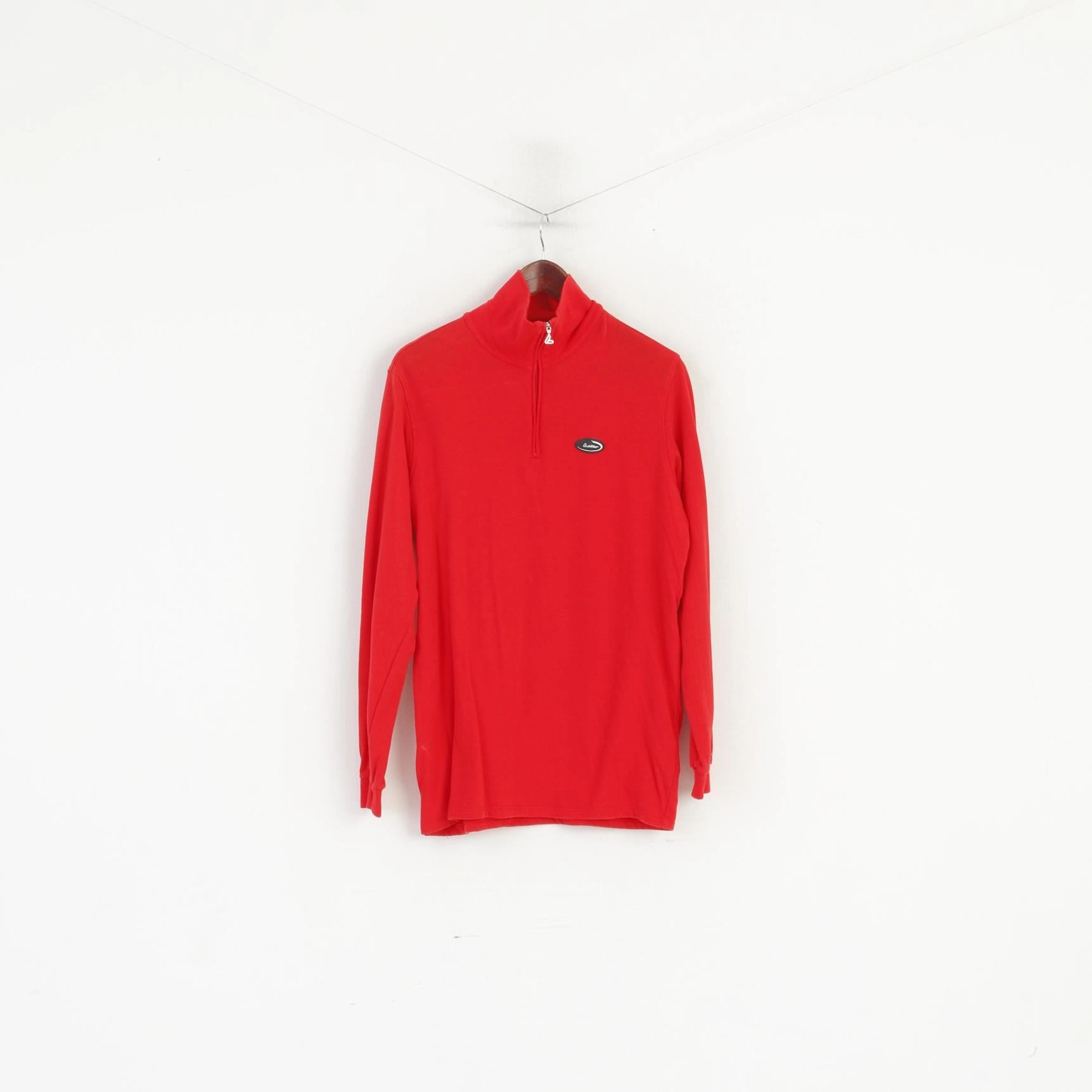 AntiPilling Treatment Loffler Men 52 L Long Sleeved Shirt Red Cotton Activewear TransTex Stretch Top