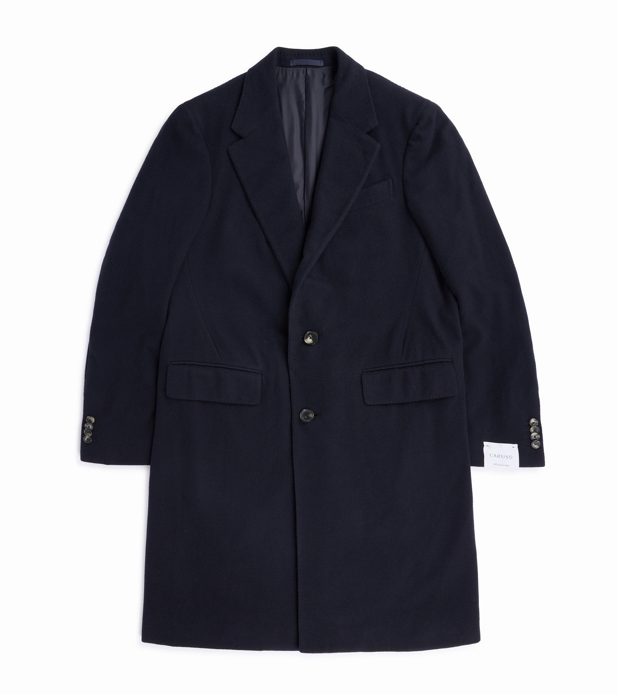 Tailored Silhouette Caruso Aida Wool Overcoat: Navy