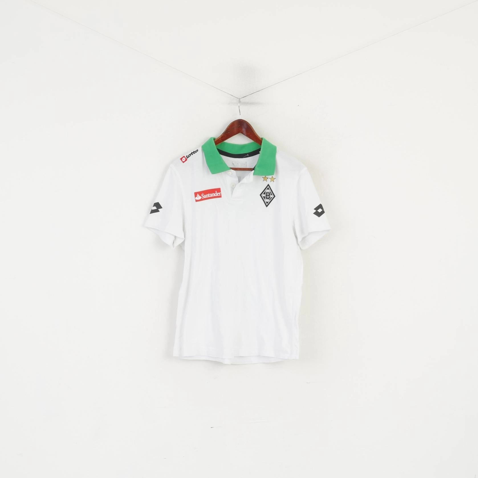 Timeless Fashion Lotto Borussia M?nchengladbach Men XL (L) Polo Shirt White Cotton Vintage Top