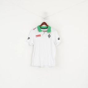 Timeless Fashion Lotto Borussia M?nchengladbach Men XL (L) Polo Shirt White Cotton Vintage Top