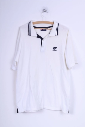 Lotto Mens XL Polo Shirt Cream Cotton Detailed Buttons Sport Top Workout Adaptable