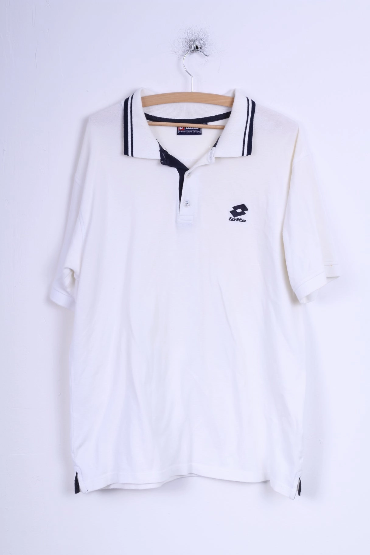 Lotto Mens XL Polo Shirt Cream Cotton Detailed Buttons Sport Top Workout Adaptable