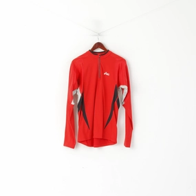 warm weather Street Trendy Asics Men L Long Sleeved Shirt Red Activewear Run Duo Tech Zip Neck Nylon Top