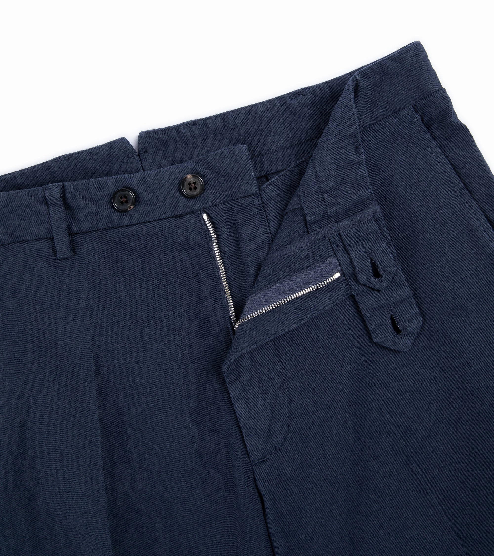 Trunk Palmer Flat Front Cotton Twill Trousers: Light Navy Functional Stretch Urban Fit