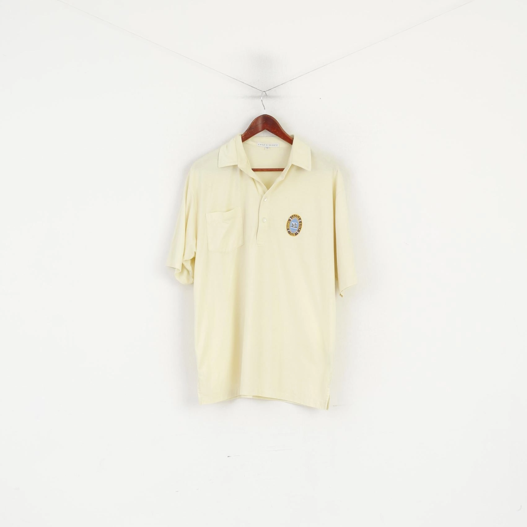 Lyle & Scott Men L Polo Shirt Yellow Cotton Haggs Castle Golf Club Sport Top Street Smart