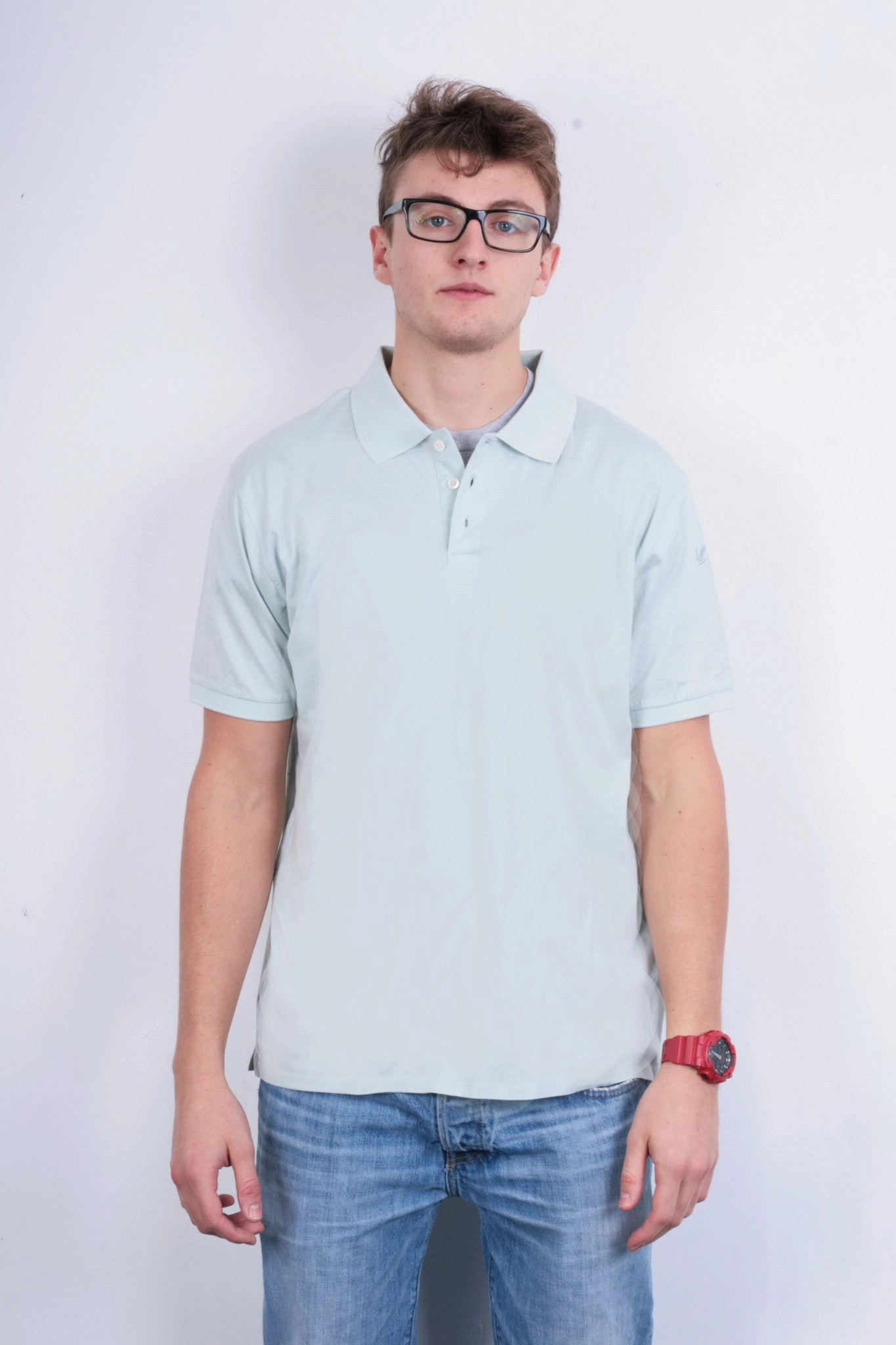 Lyle & Scott Mens XL Polo Shirt Mint Top Cotton Aqua Light Eagle Logo Layering Piece All-day Comfort