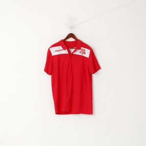 Macron Men XXL Polo Shirt Red Cotton Rugby Colorno 40 Years Short Sleeve Top Essential Fit Soft Breathable