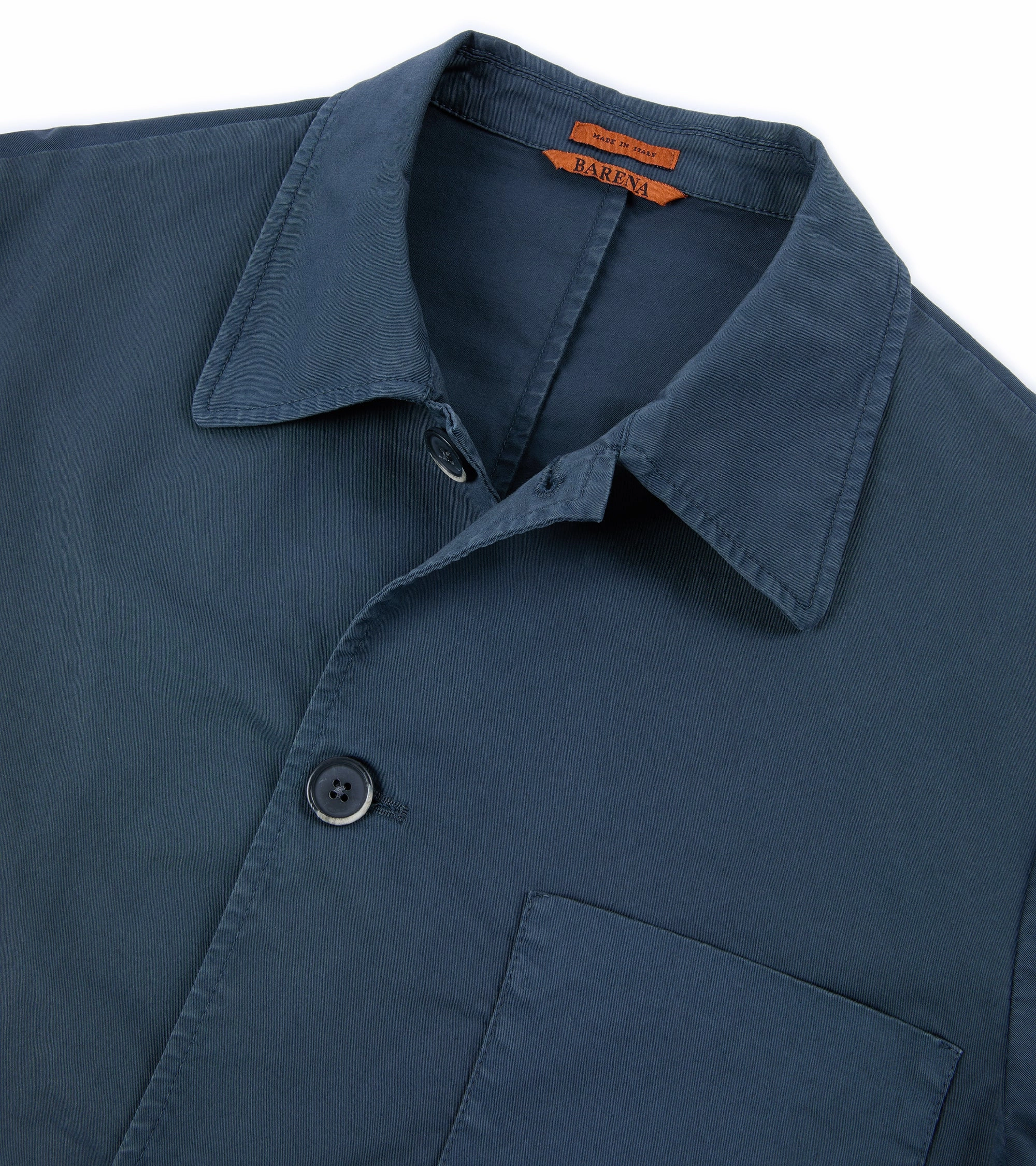 Barena Visal Trevo Cotton Twill Shirt Jacket: Navy Hypoallergenic Fabric Blend