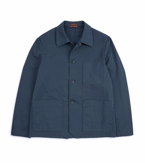Barena Visal Trevo Cotton Twill Shirt Jacket: Navy Classic Cut Casual Comfy Layer