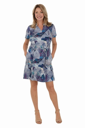 packable Flowy Layers Maida Ruffle Neck Short Sleeve Dress