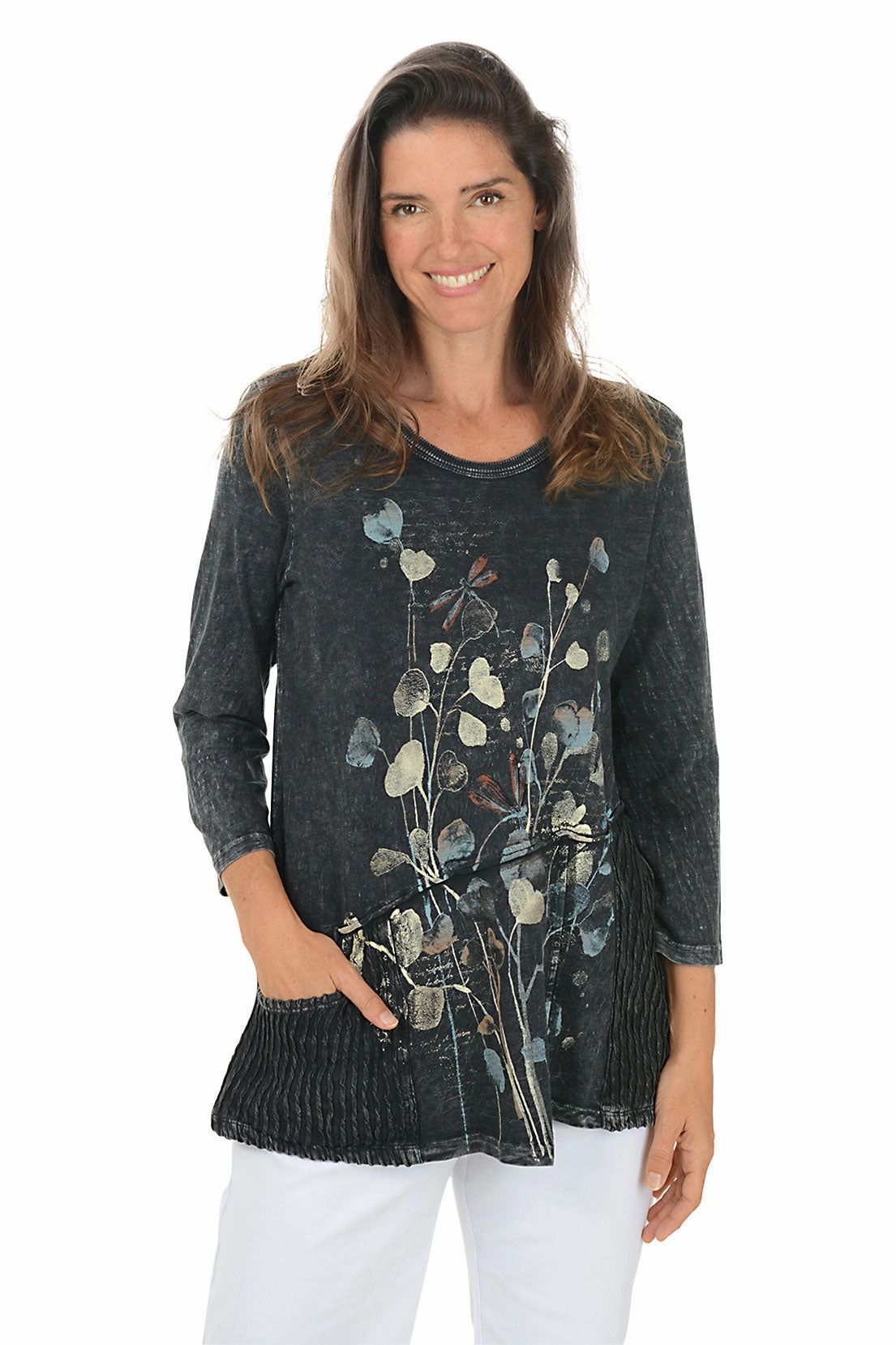 Cozy Wear Marisol Mineral Wash Asymmetrical Pocket Top