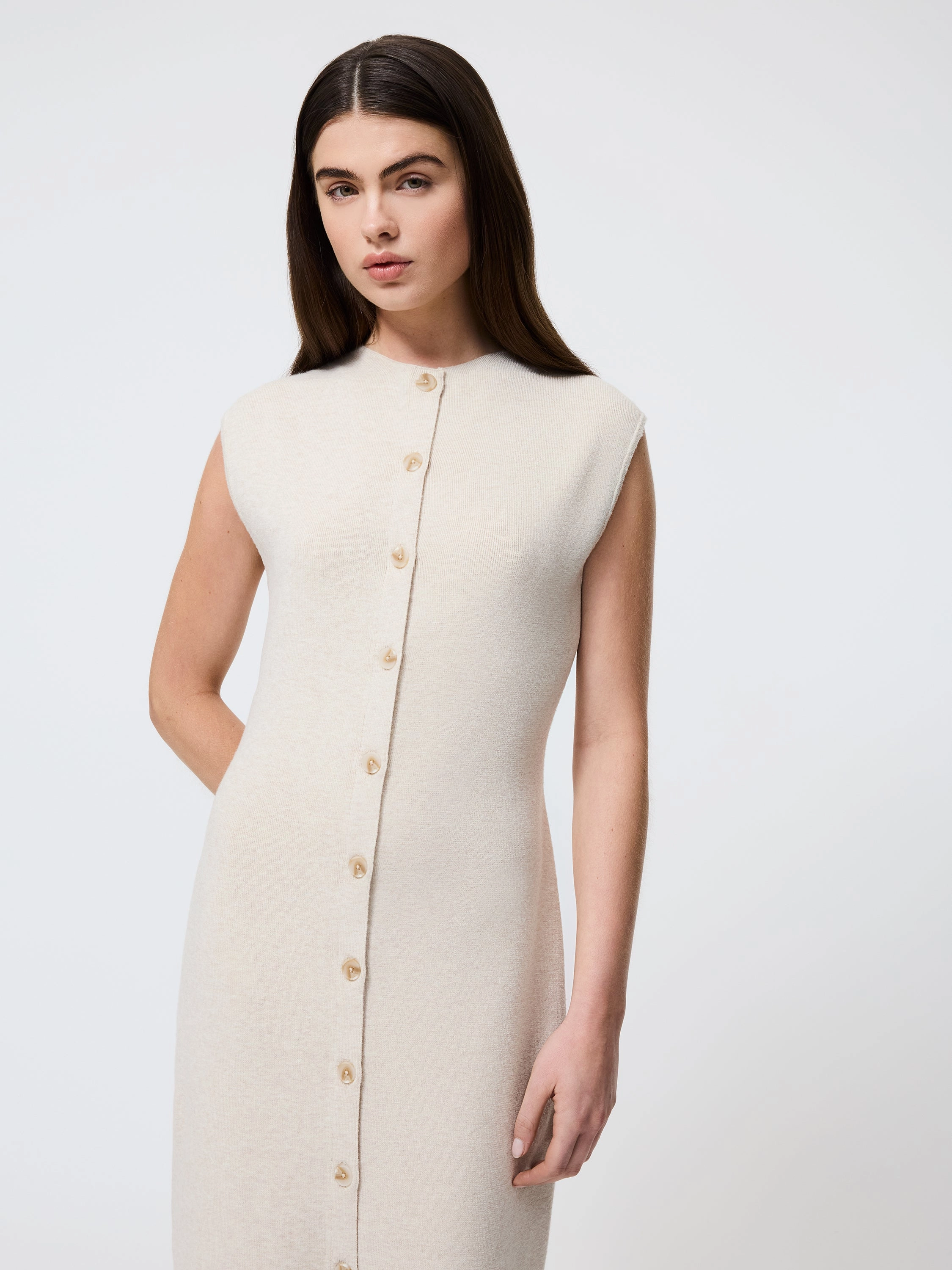 Feminine Layers Marley Knit Button Down Midi Dress