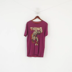 Teenager coolness Marvel & XDYE Men L Shirt Purple Cotton The Thing Heros Graphic Top