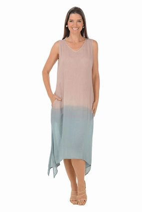 Trend Fit Bow Soft Mauve Dip-Dye Sleeveless Midi Dress