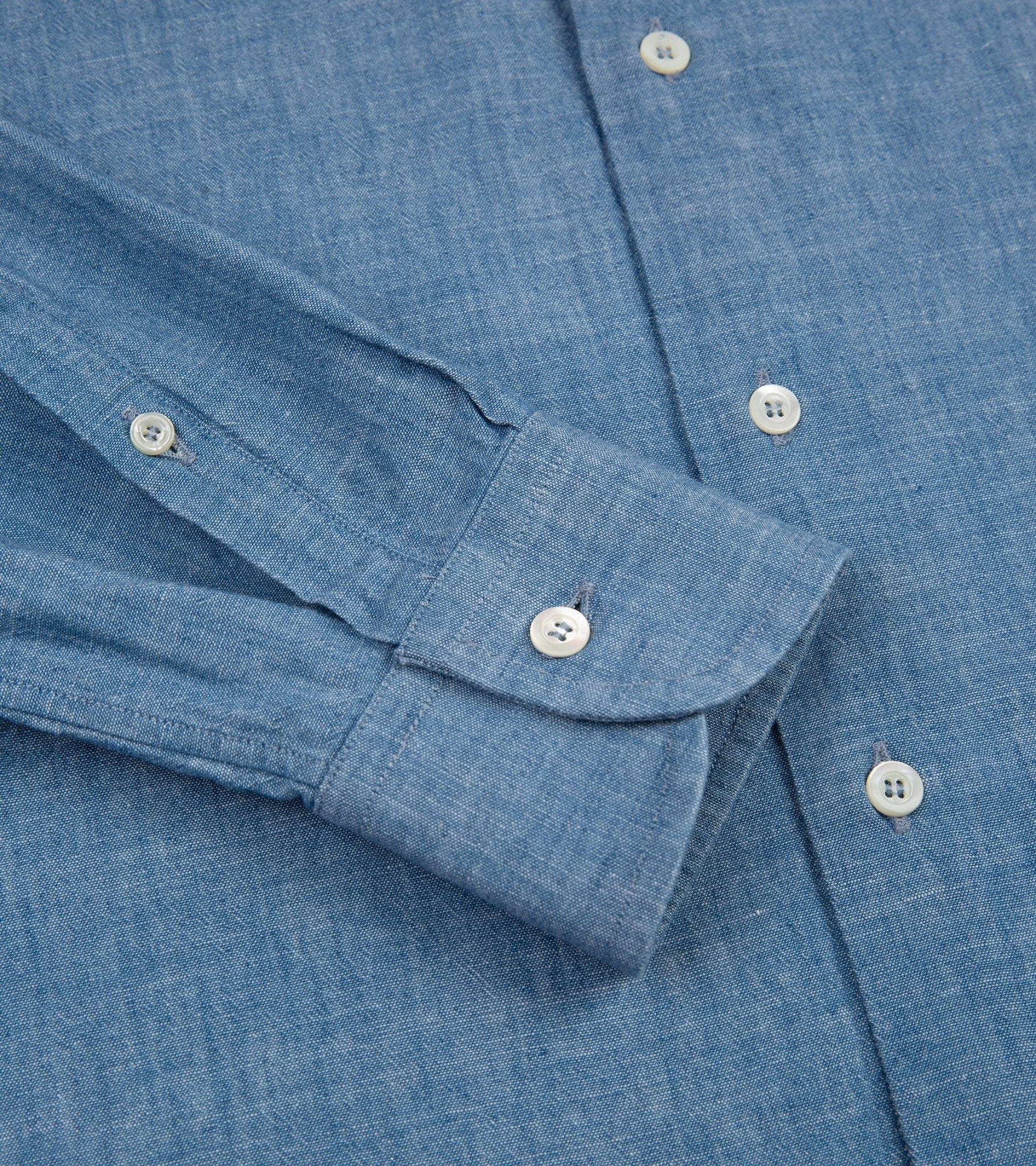 natural fiber MCR Slim Japanese Chambray Shirt: Light Blue
