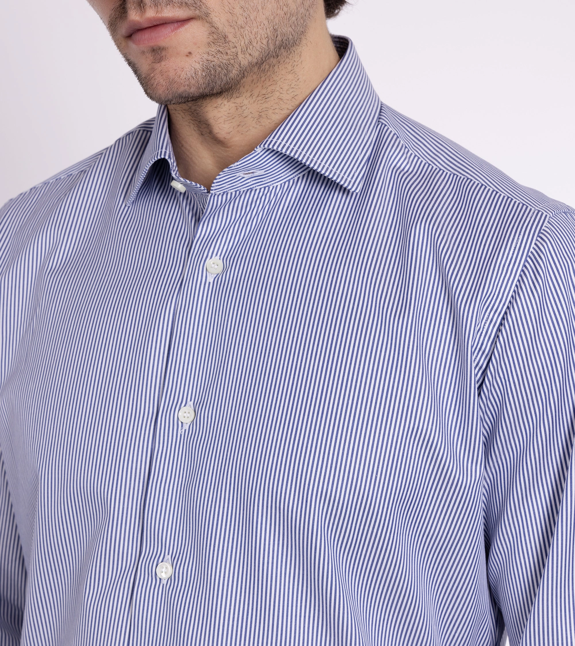 MCR Slim Twill Striped Shirt: Dark Blue Slim Silhouette