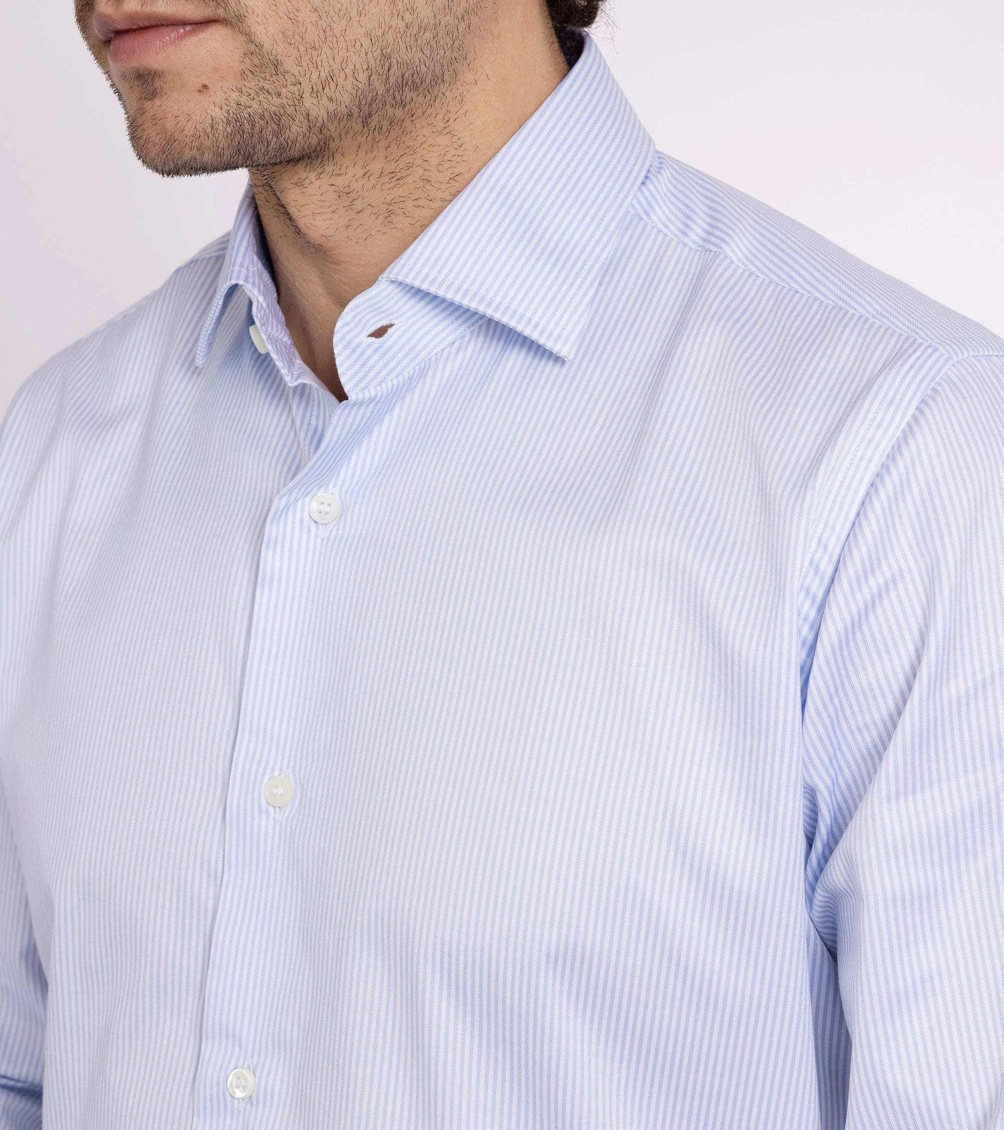 MCR Slim Twill Striped Shirt: Light Blue Summer Outfit