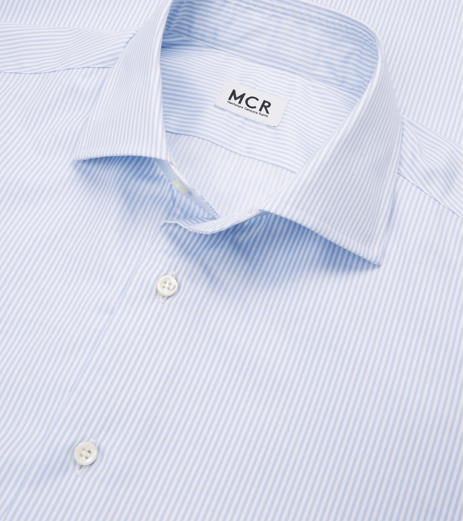 MCR Slim Twill Striped Shirt: Light Blue Smooth Stitch Pattern
