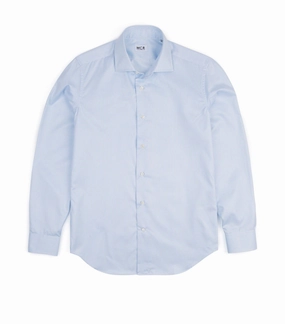 MCR Slim Twill Striped Shirt: Light Blue Roll-Up Sleeve
