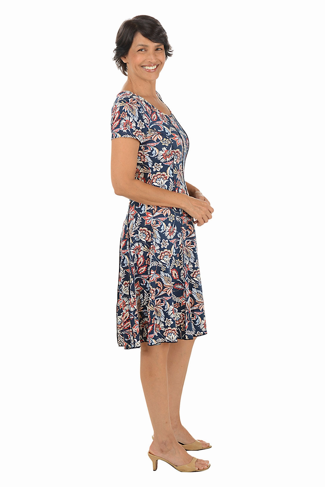 Standout Feature Ruffle Hem Melaleuca Puff Print Seamed Dress