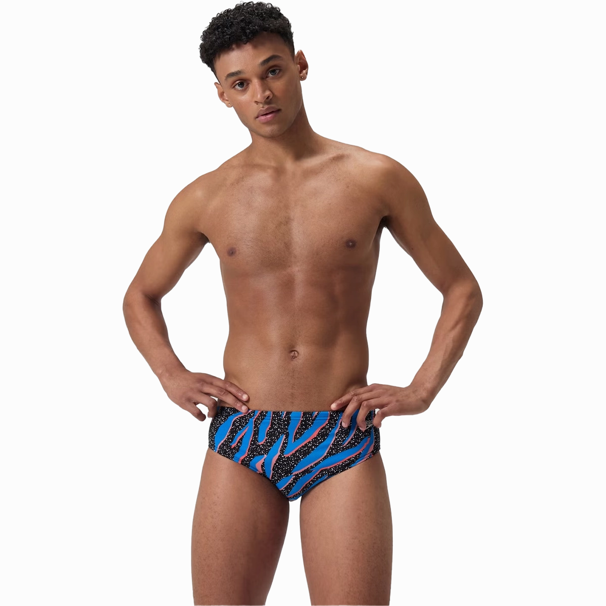 Men's Printed One Brief Mesh-Panels UPF Protective Layer