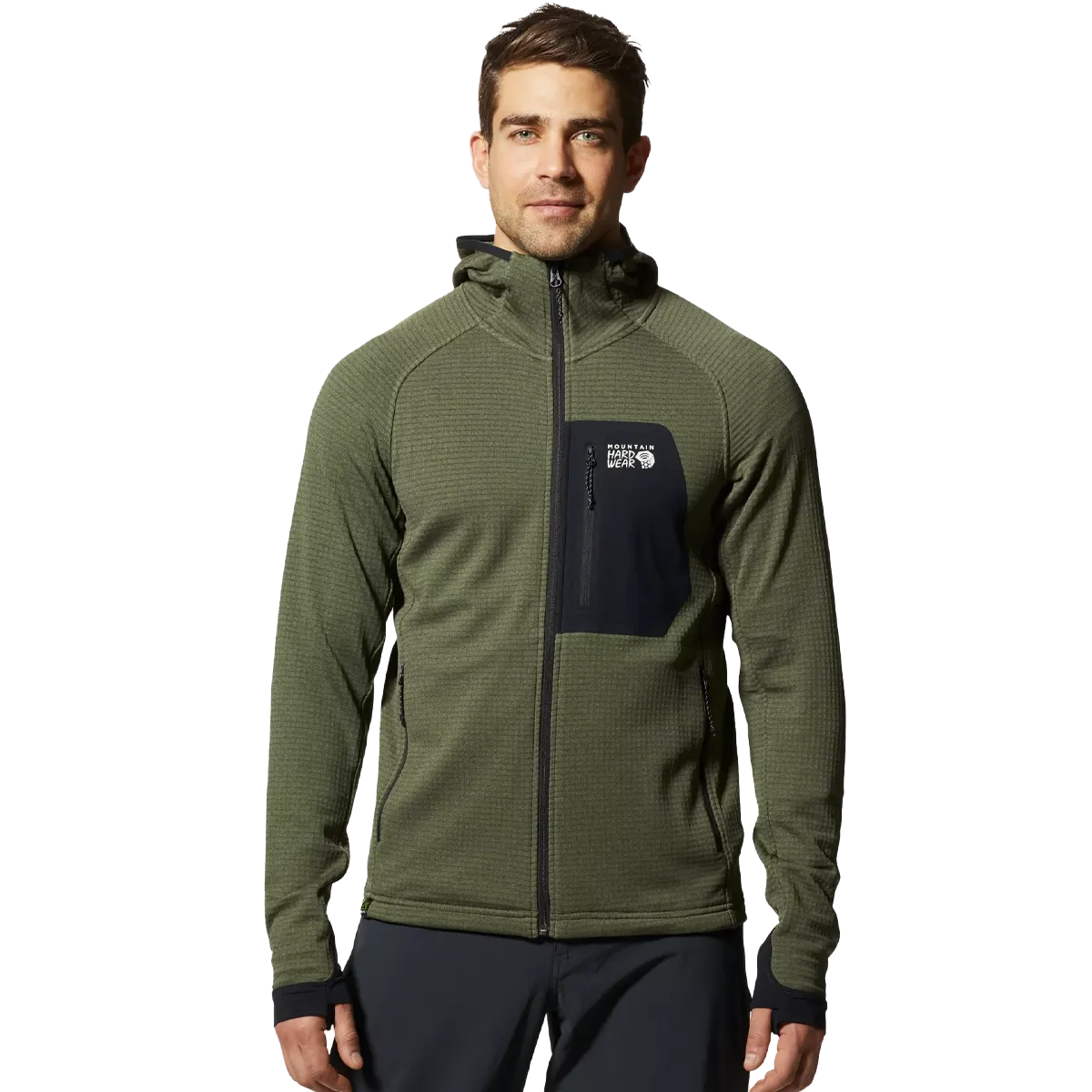 Weekend Casual Stain-Resistant Men's Polartec Power Grid Full Zip Hoody