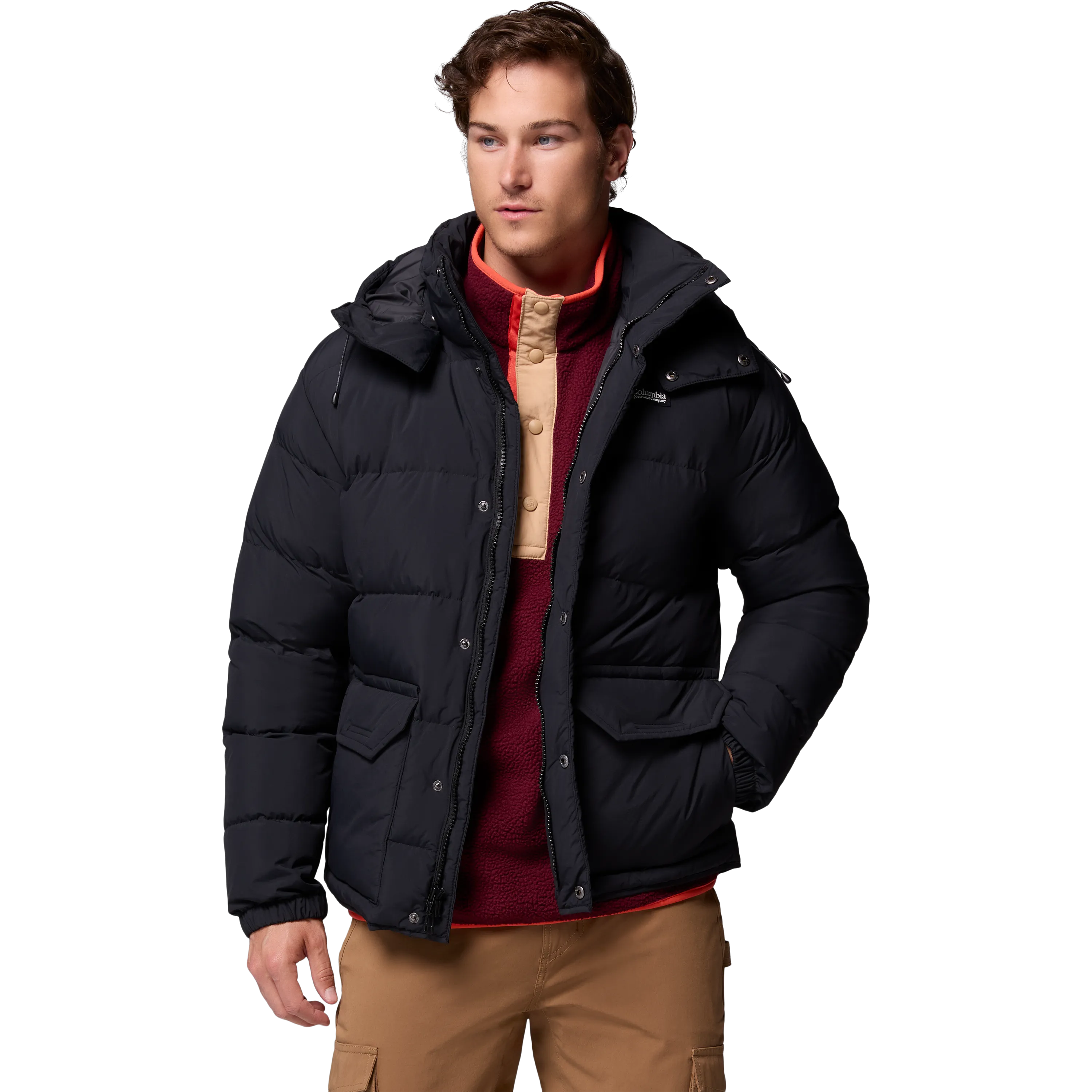 Men's Wallowa Down Hooded Jacket Lightweight Layer Secure Zip Pockets