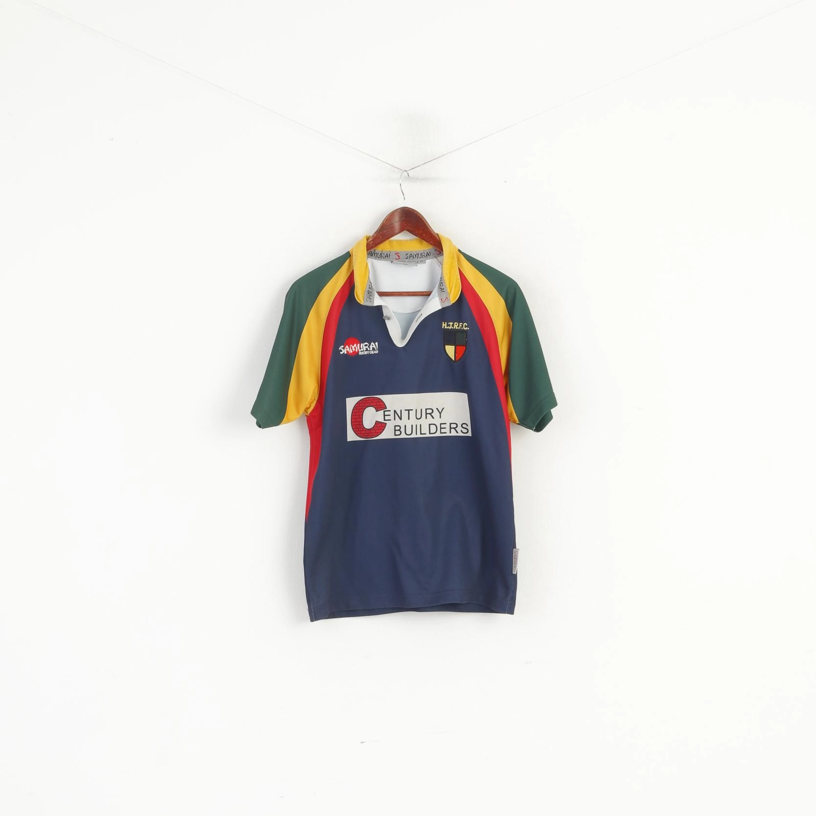 Quick Fit Wear Samurai Men XS Polo Shirt Navy Hillhead Jordanhill RFC Rugby Sport Jersey Top