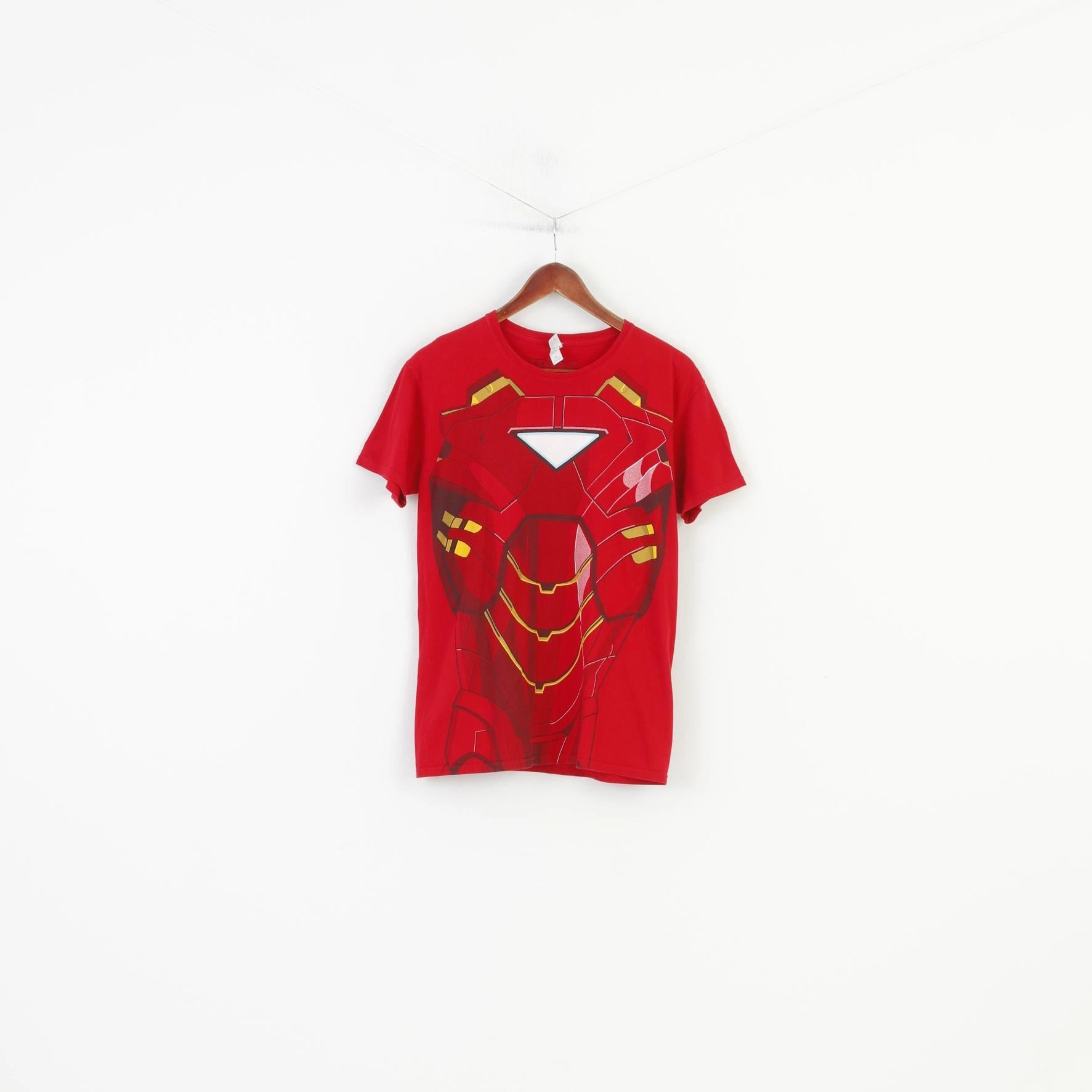 Soft Touch Fabric AntiPilling Gildan Men M T-Shirt Red Iron Man Graphic Cotton Crew Neck Marvel Top