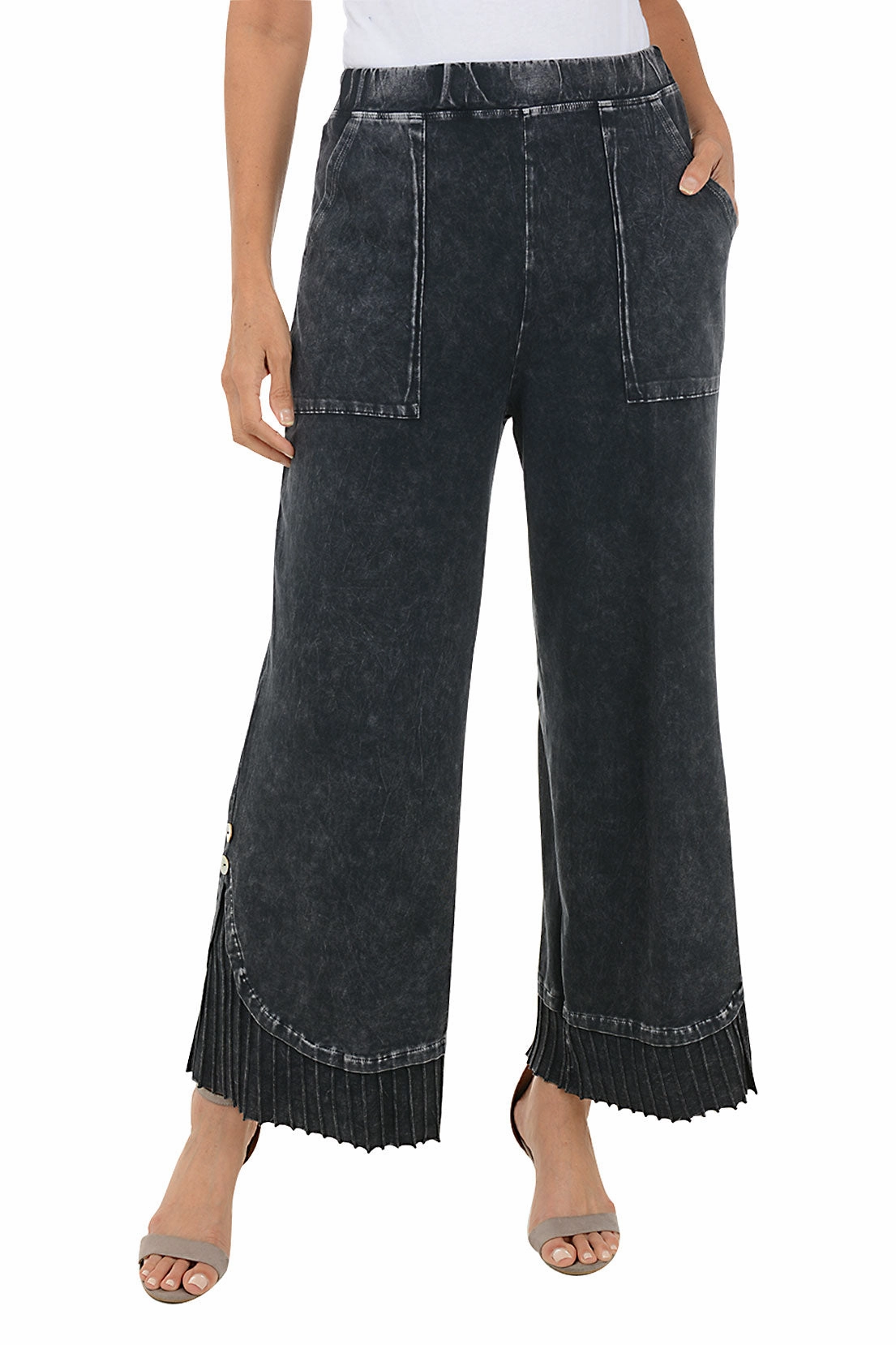 Timeless Design Sporty Touch Mineral Wash Pleated Hem Pant