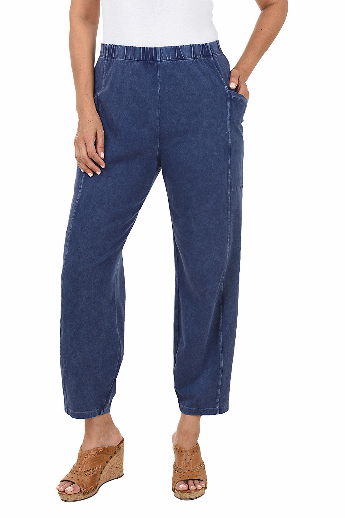 No Bunching Chic casual Mineral Wash Pull-On Ankle Pant