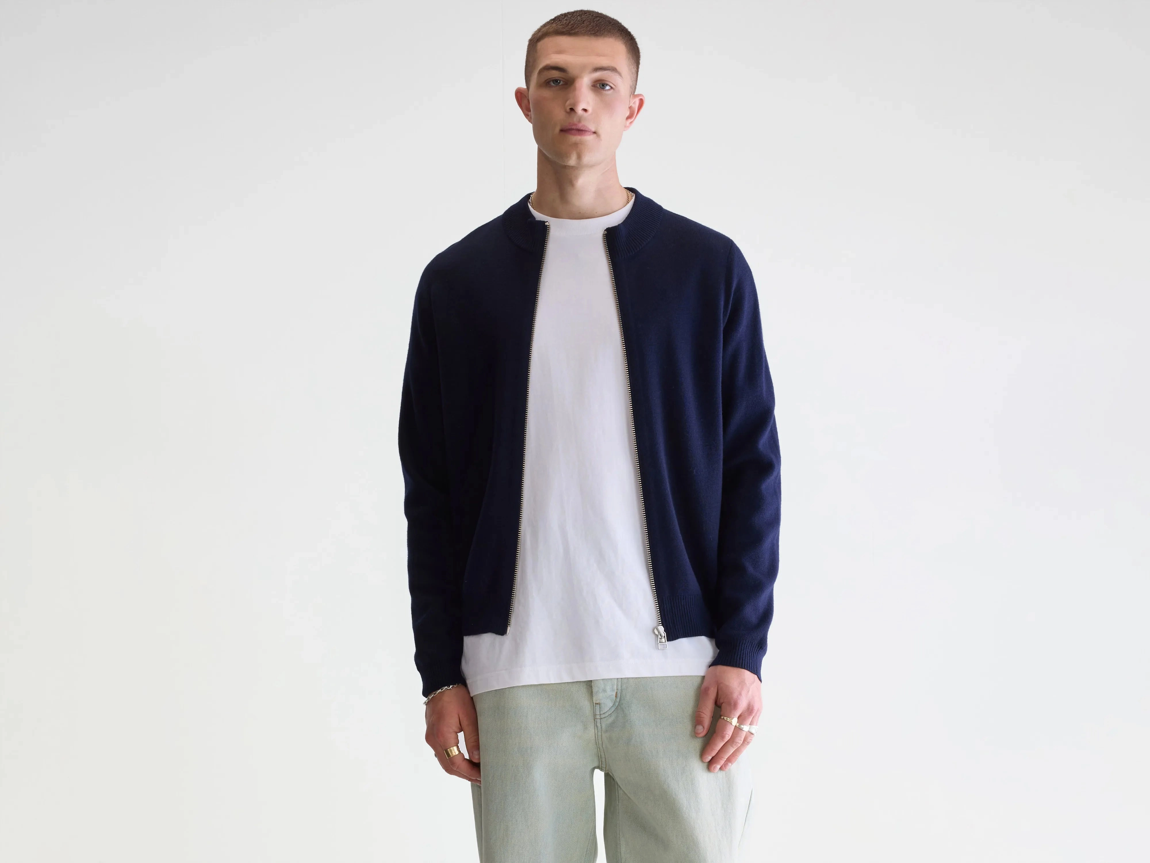 Dilso zip-up sweater (252 / M / NAVY) Midweight Feel
