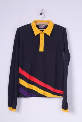 Silverfx Mens 36 S  Polo Shirt Long Sleeve Navy Reaglan Sleeve Top LayeredSleeveConstruction