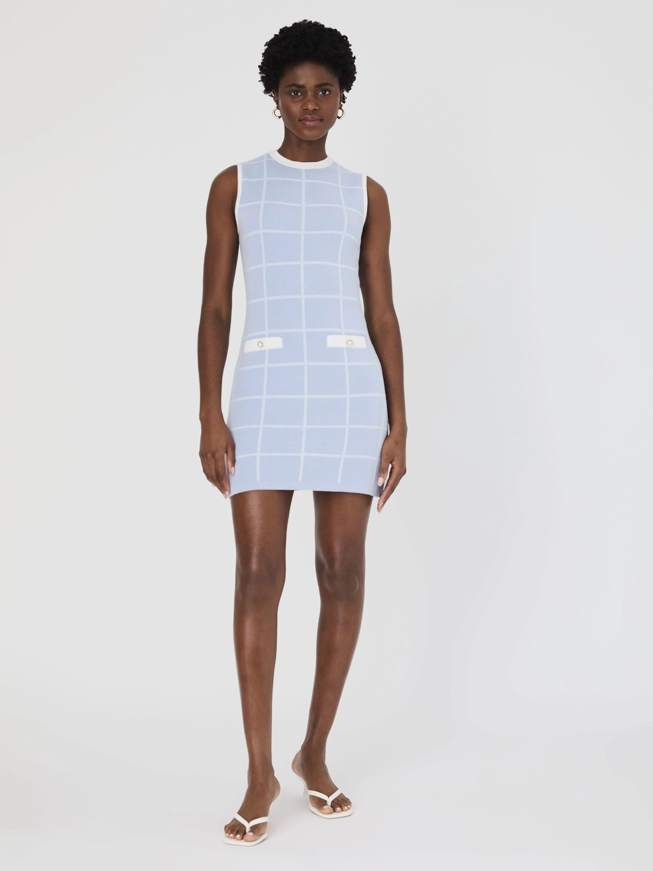 Check Sleeveless Crew Dress Classic wrap dress Glam Feel