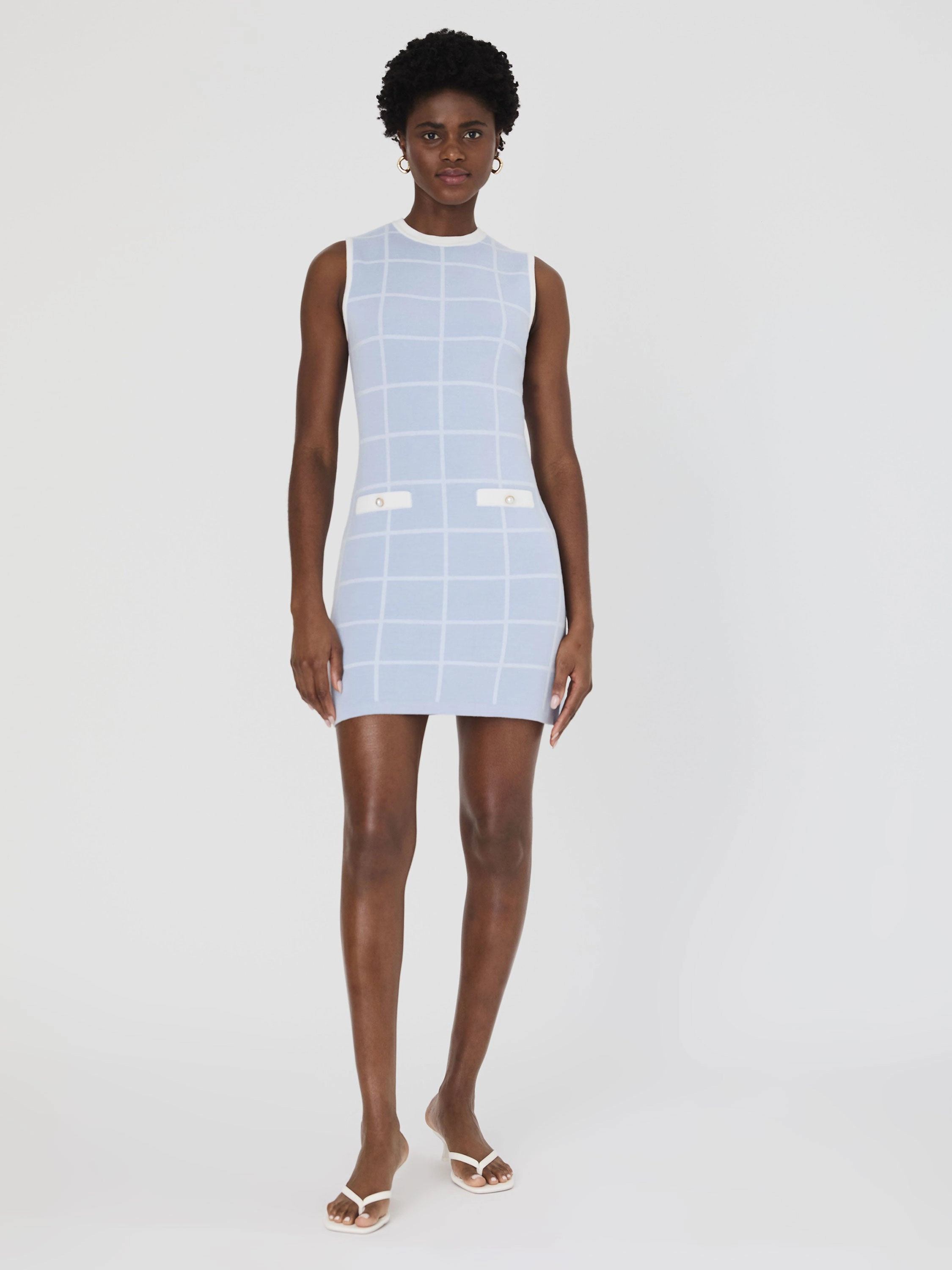 Peace Glow Check Sleeveless Crew Dress