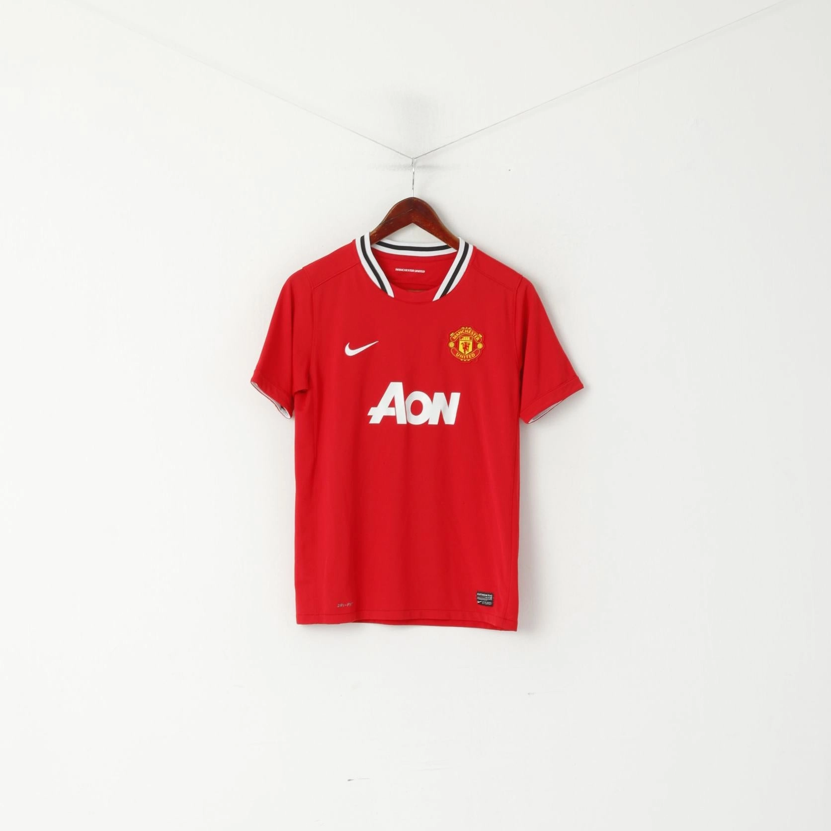 color blocking Casual Performance Fit Nike Manchester United Youth 13-15 Age 158 Shirt Red Football Sport Football Jersey Top