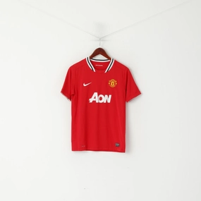 color blocking Casual Performance Fit Nike Manchester United Youth 13-15 Age 158 Shirt Red Football Sport Football Jersey Top