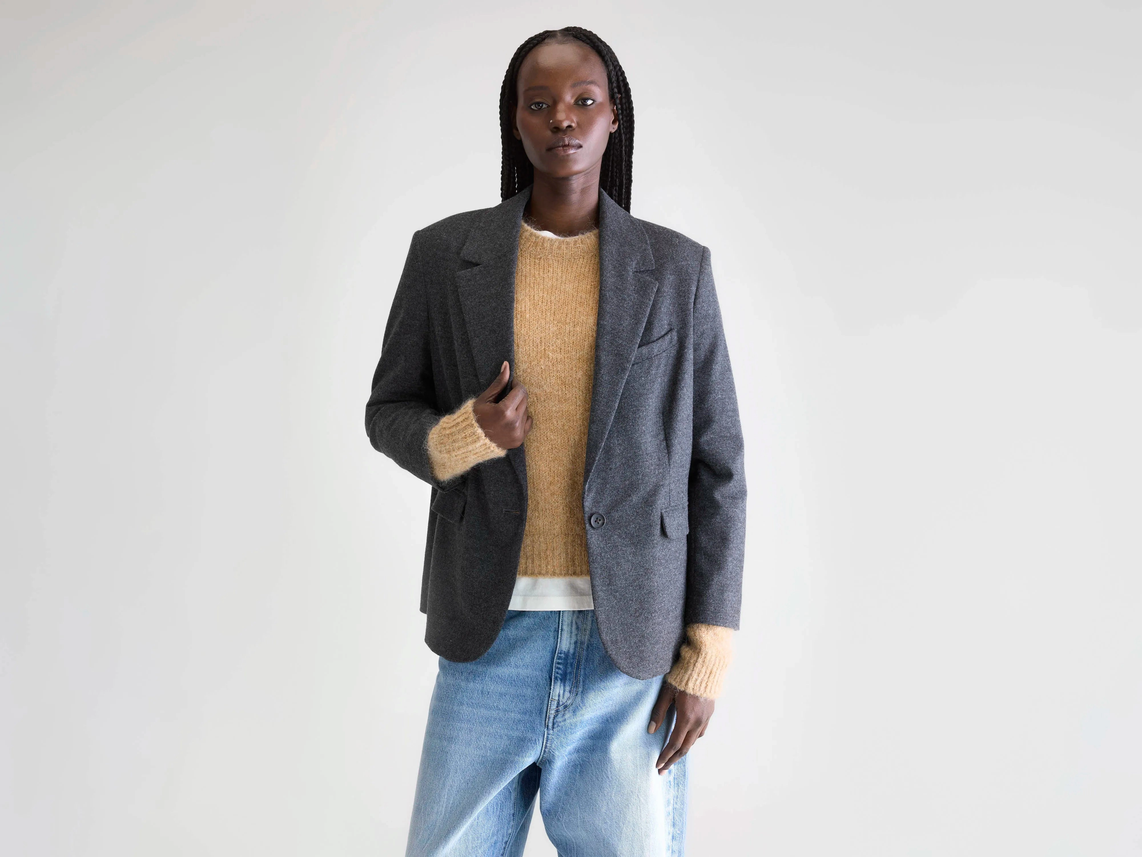 AntiSnag Lining Material Layered Neckline Volle tailored blazer (252 / W / ANTHRACITE)