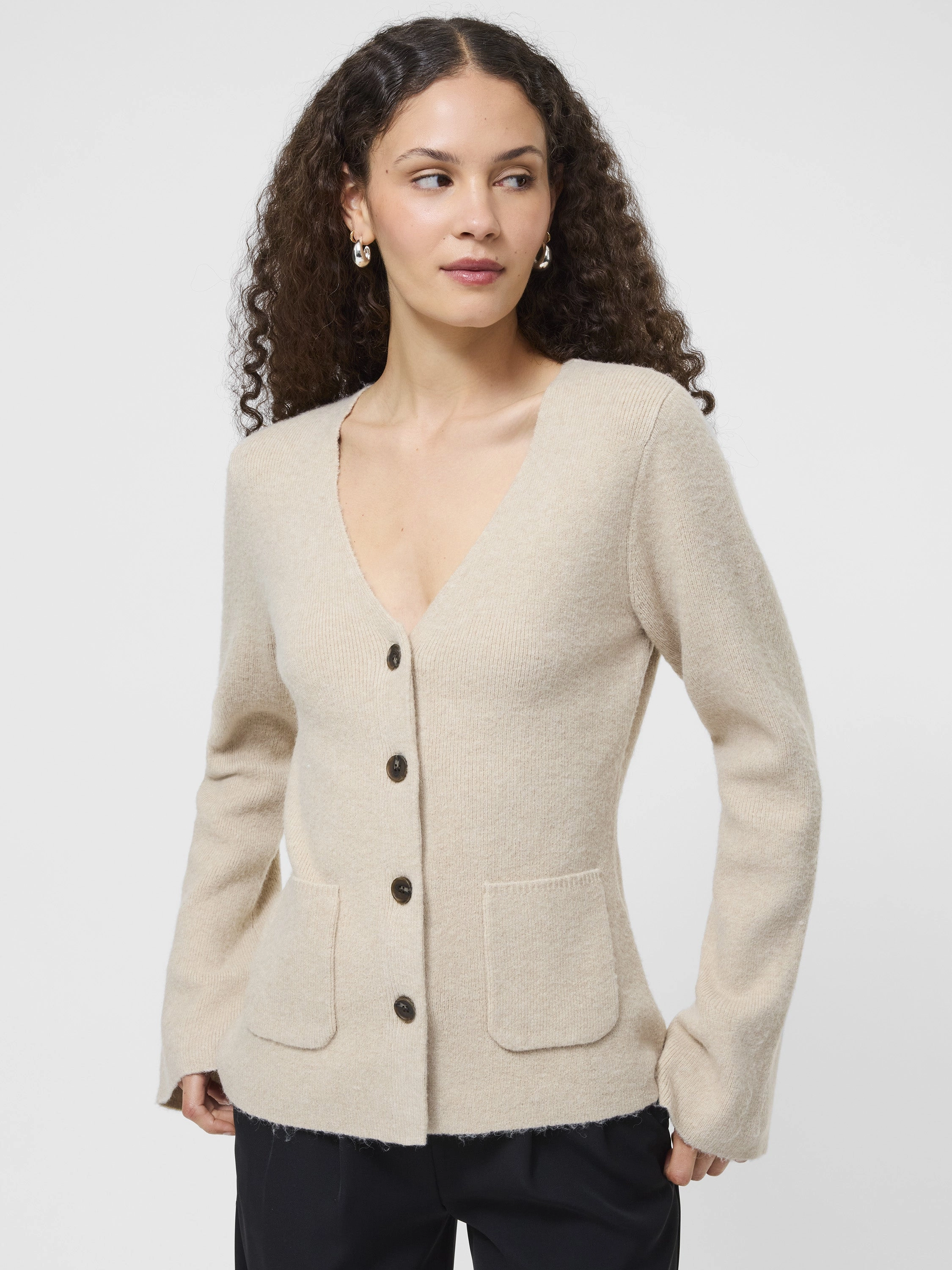 Ellie Knit V-Neck Cardigan Gentle Fabric Cool Weather