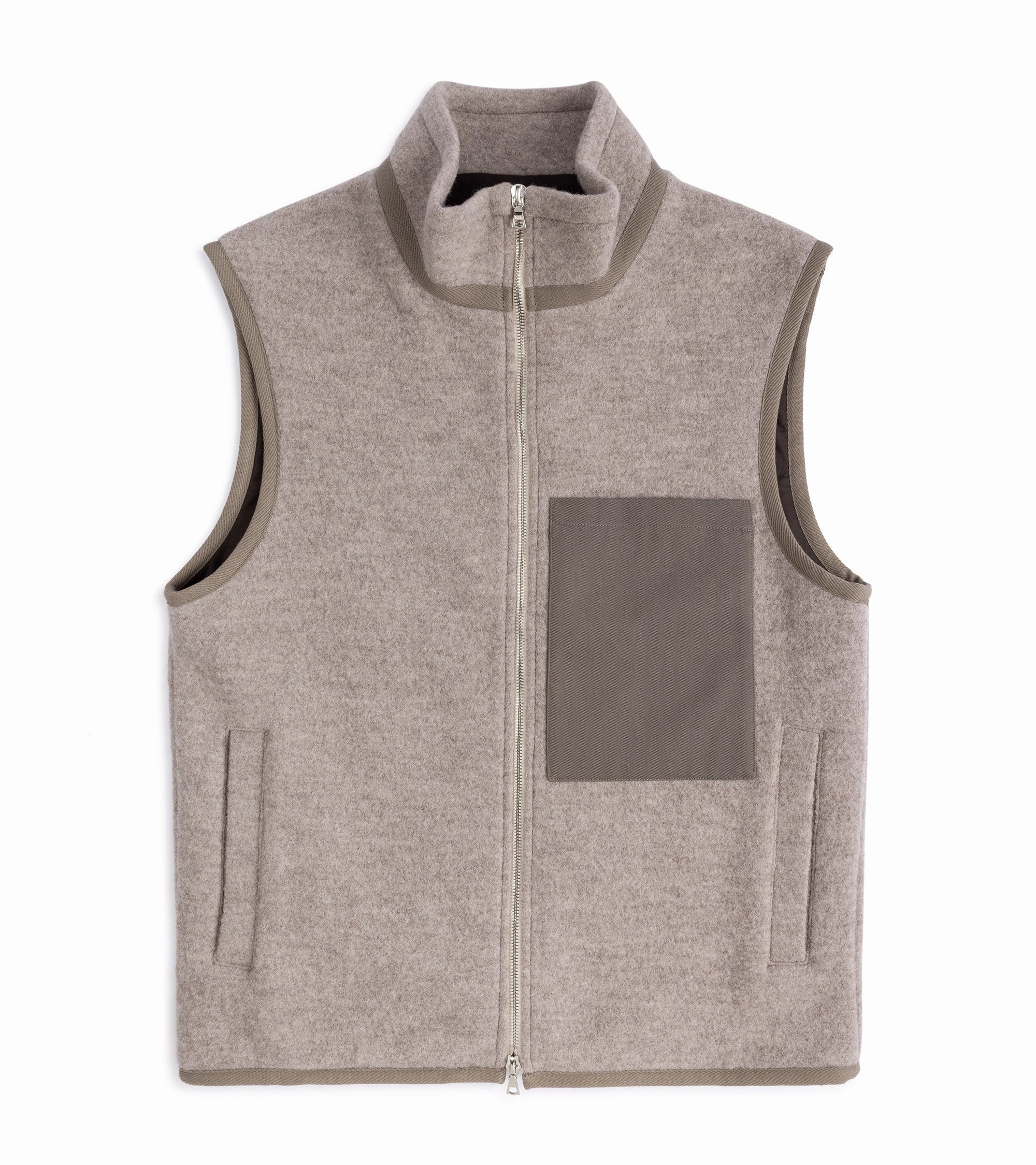 MultiPocket Layout De Bonne Facture Boiled Wool Sherpa Vest: Beige