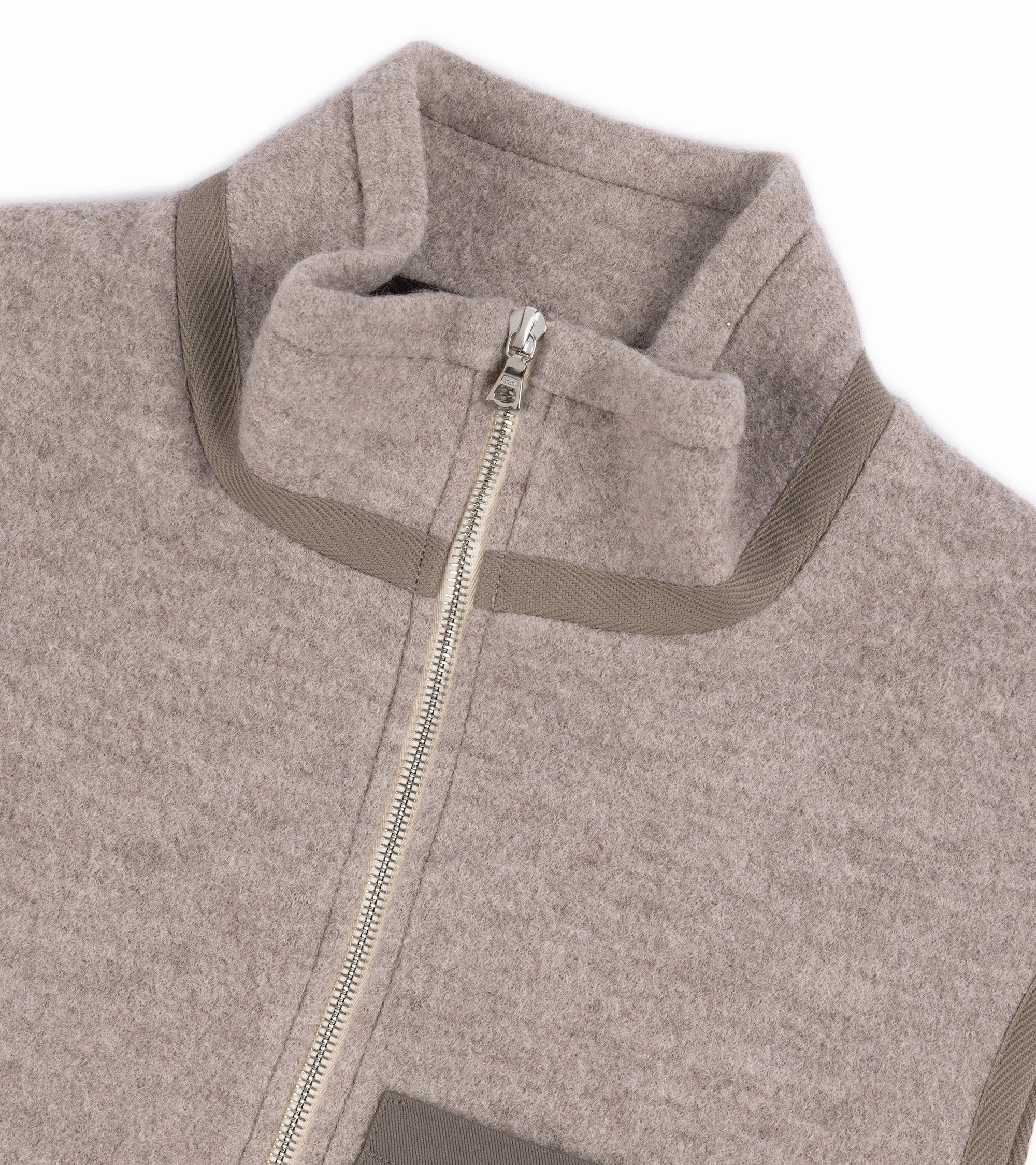 De Bonne Facture Boiled Wool Sherpa Vest: Beige Daily Commute Polished Casual