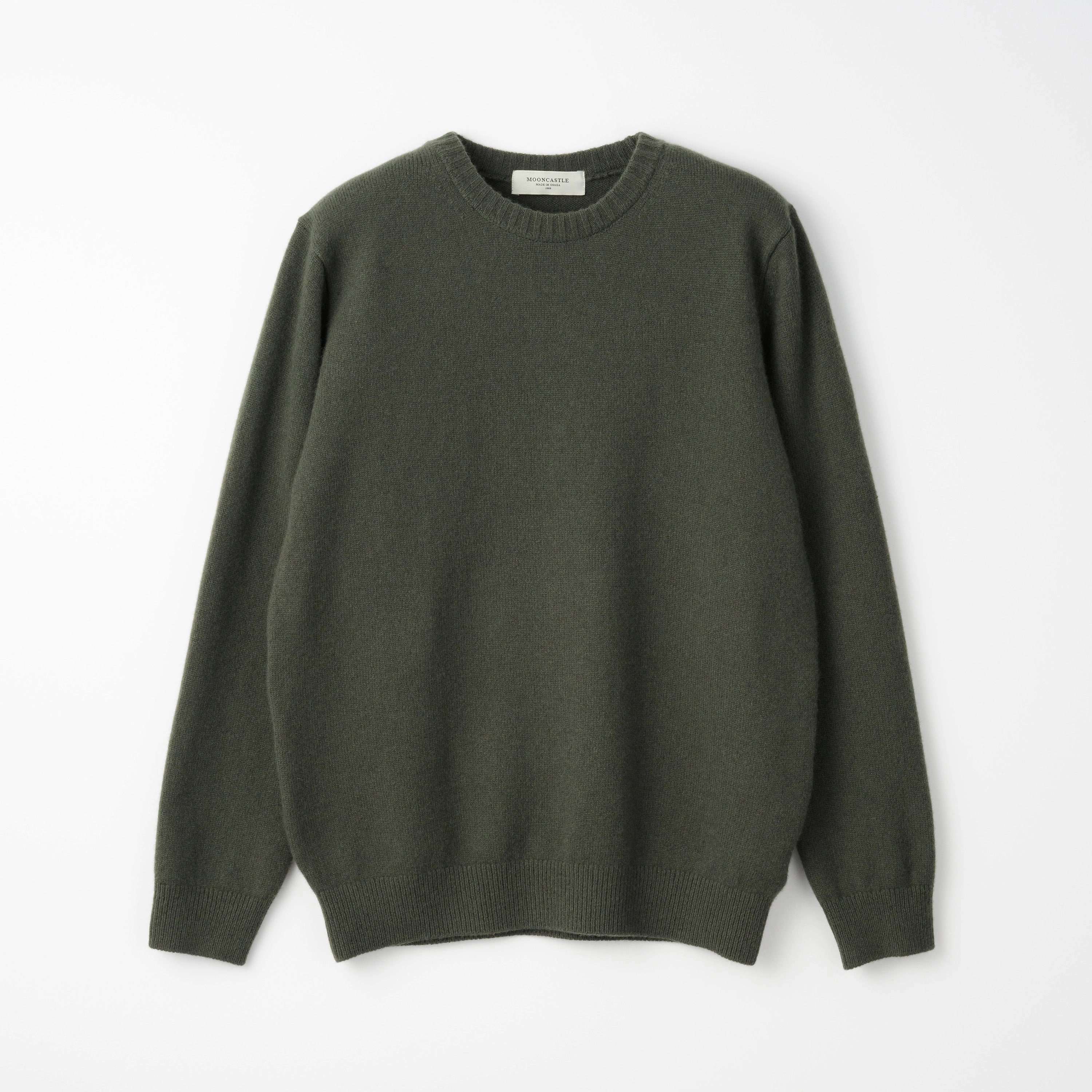 Sublimation Print Resistant luxe feel Mooncastle Wool Cashmere Silk Crew Neck Sweater: Moss Green