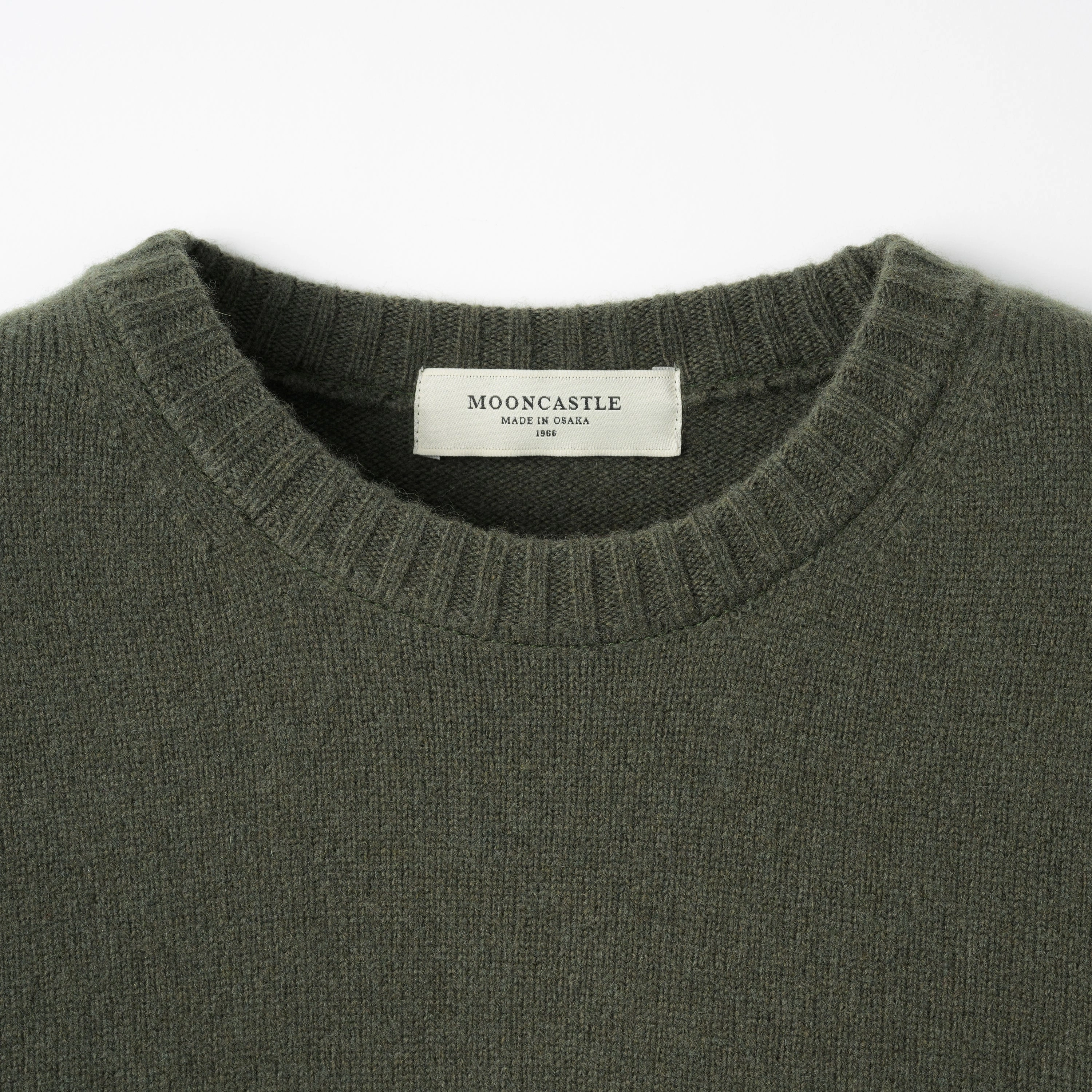 Mooncastle Wool Cashmere Silk Crew Neck Sweater: Moss Green Breathable fabric UV Protection Fabric