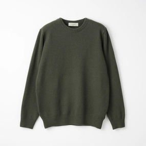 Sublimation Print Resistant luxe feel Mooncastle Wool Cashmere Silk Crew Neck Sweater: Moss Green
