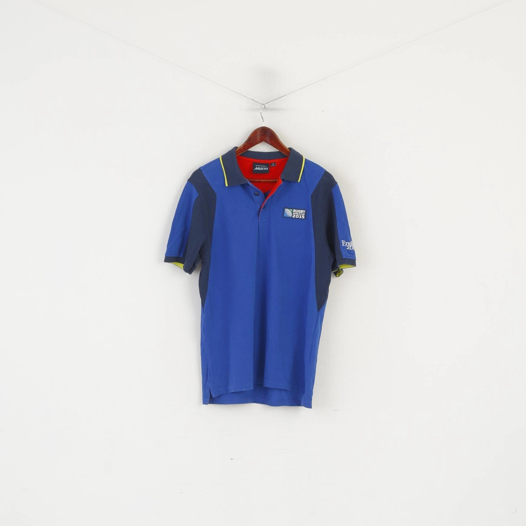 Musto Men M Polo Shirt Blue Cotton IRB Rugby World Cup 2015 England Top Timeless Layer