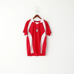 Easy Style QuickDry Material Dunlop Sport Men L Polo Shirt Red Shiny Vintage England Football Jersey Top