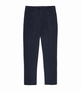 Incotex Regular High Cotton Doeskin Trousers: Navy Windproof Membrane Non Irritating Tags